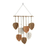 Hesroicy Large Boho Macrame Wall Decor Handmade Yarn Woven Wall Art Leaf Tapestry with Faux Feathers for Home Decor